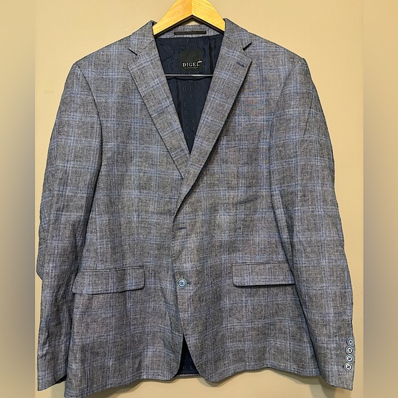 DIGEL Doug Blazer Linen Wool Blend Checked Blazer, Luxury Germany Designer - Picture 1 of 16